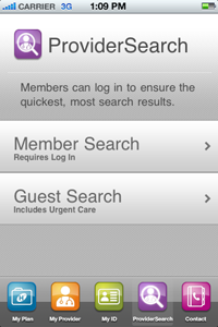 Provider Search on Health Net Mobile