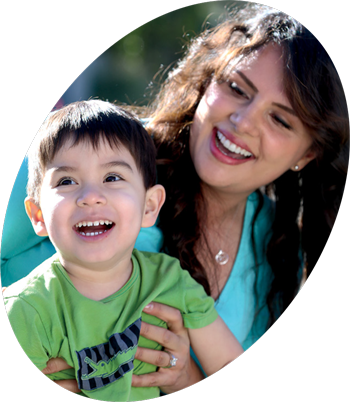 Happy child with mother